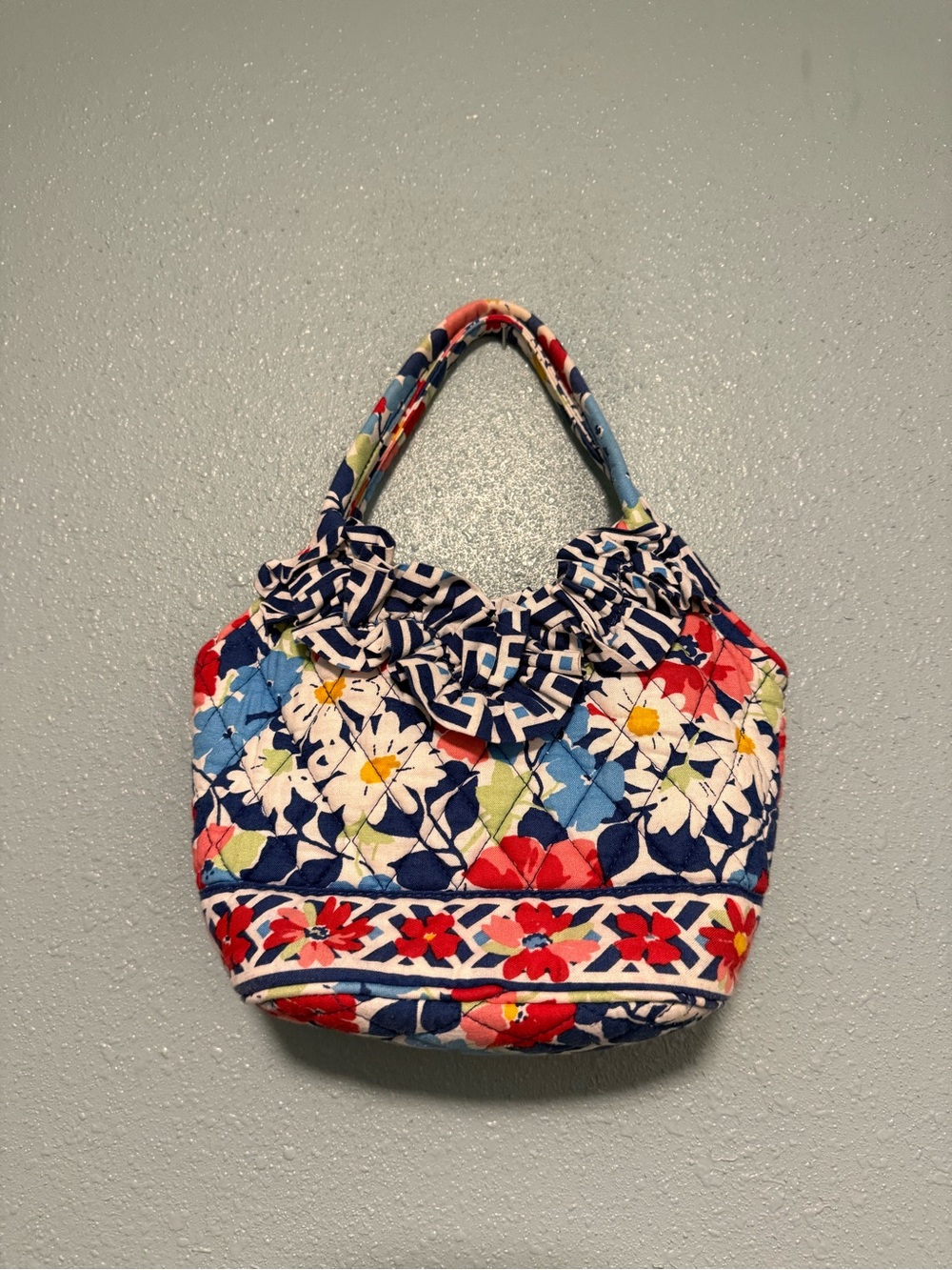 Vera Bradley Navy, Red, White Floral Quilted Shoulder Bag